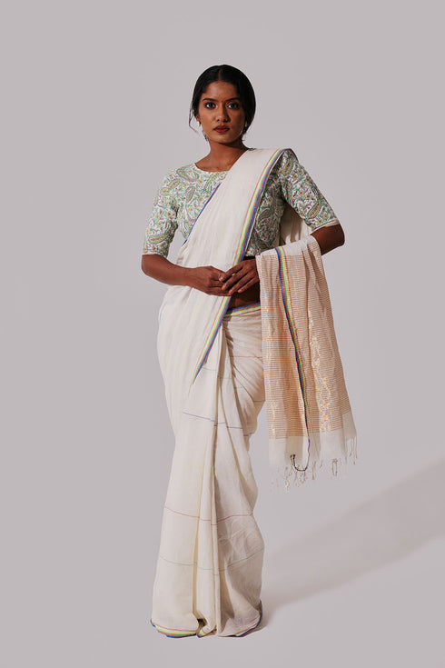 MUKKUTTI CHELA with Paisley Hand Block Printed Blouse